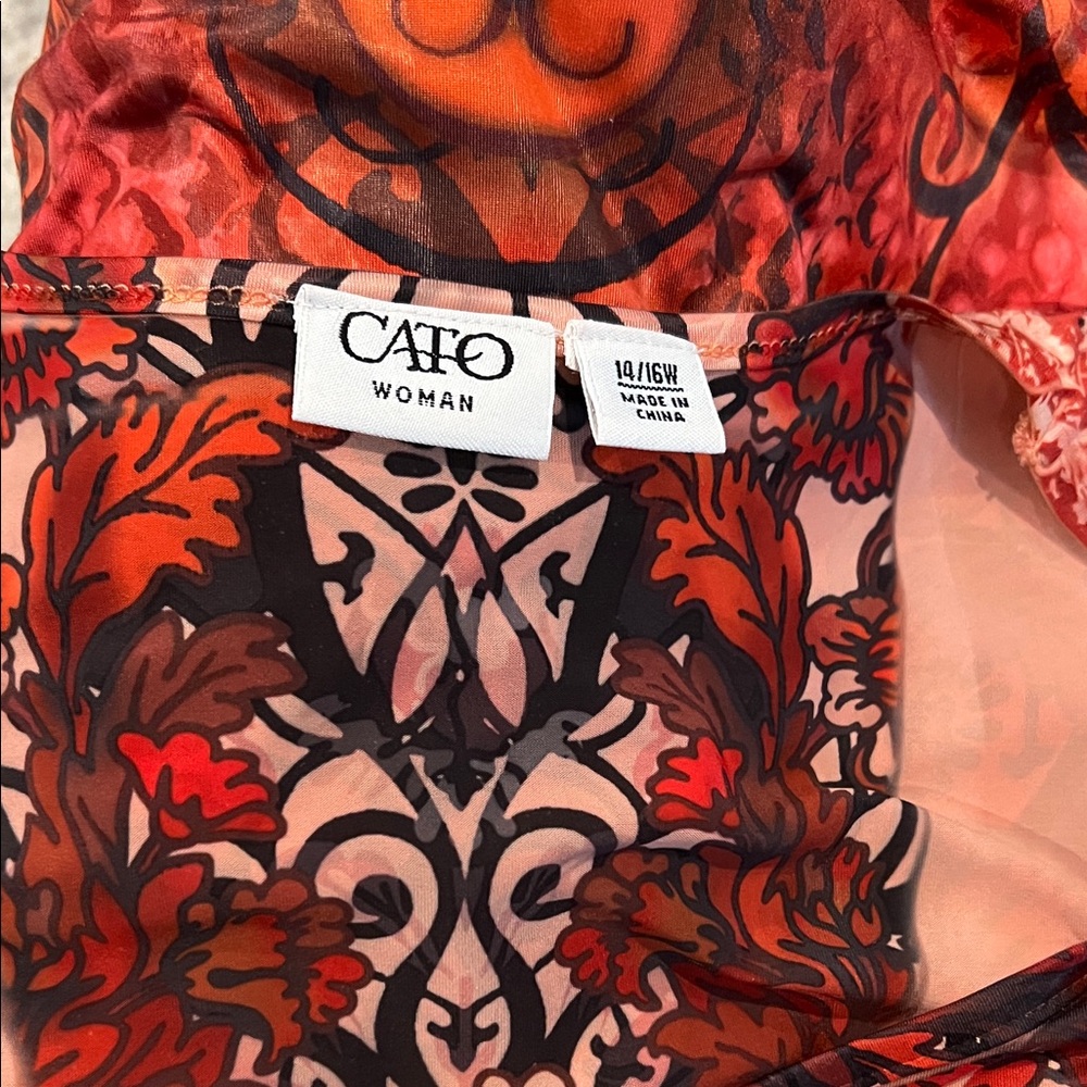 Cato Red and Black Patterned Top